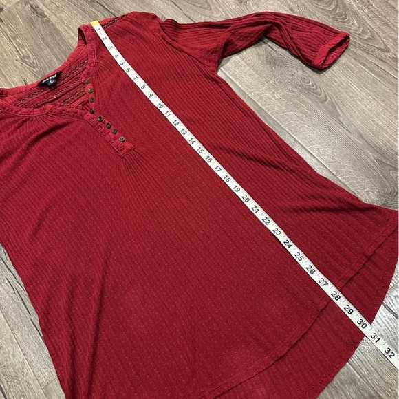 Lucky Brand Blouse Top Womens Plus 2X Boho Peasant Crochet Red Embroidered Linen - Picture 8 of 13